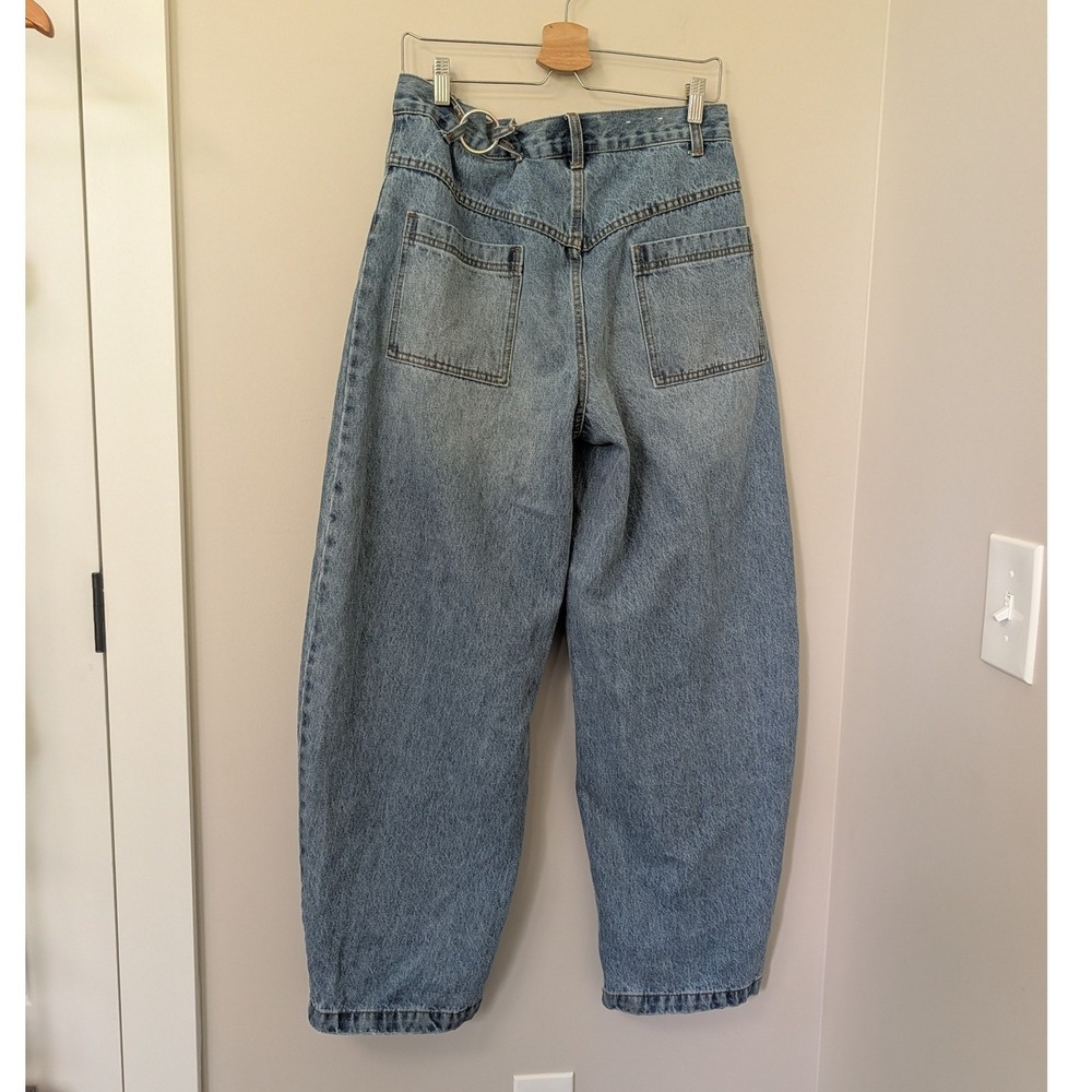 KBB by Kahlana Barrel Leg Jeans Light Wash Vintage Wash O-Ring Baggy